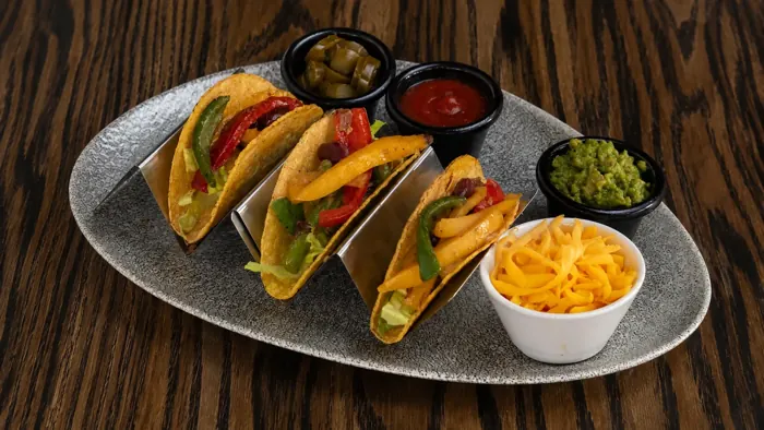 Vegetarian Tacos with Vegan Cheese - Mexican food at Sierra Paphos